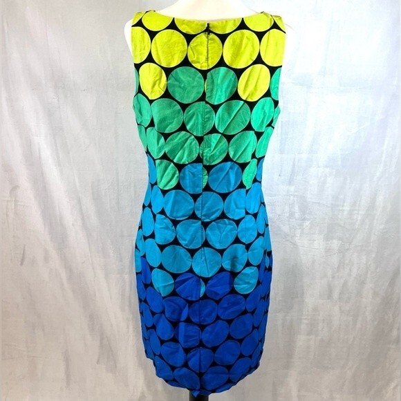Chetta B 100% cotton colorful retro polka dot sheath dress size 10 NWOT - Picture 2 of 5